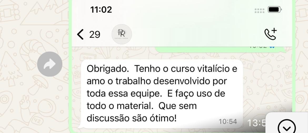 Depoimento no WhatsApp do aluno Paulo Roberto sobre o uso do material
